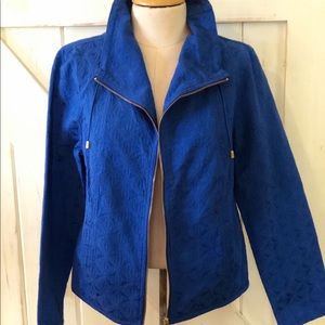 Blue embossed cotton/polyester jacket